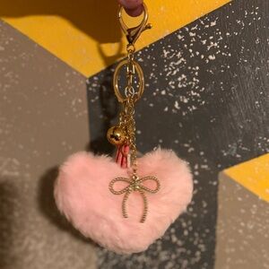 Pink Heart Keychain with Gold Bow, Tassel, and Soap Sheets
